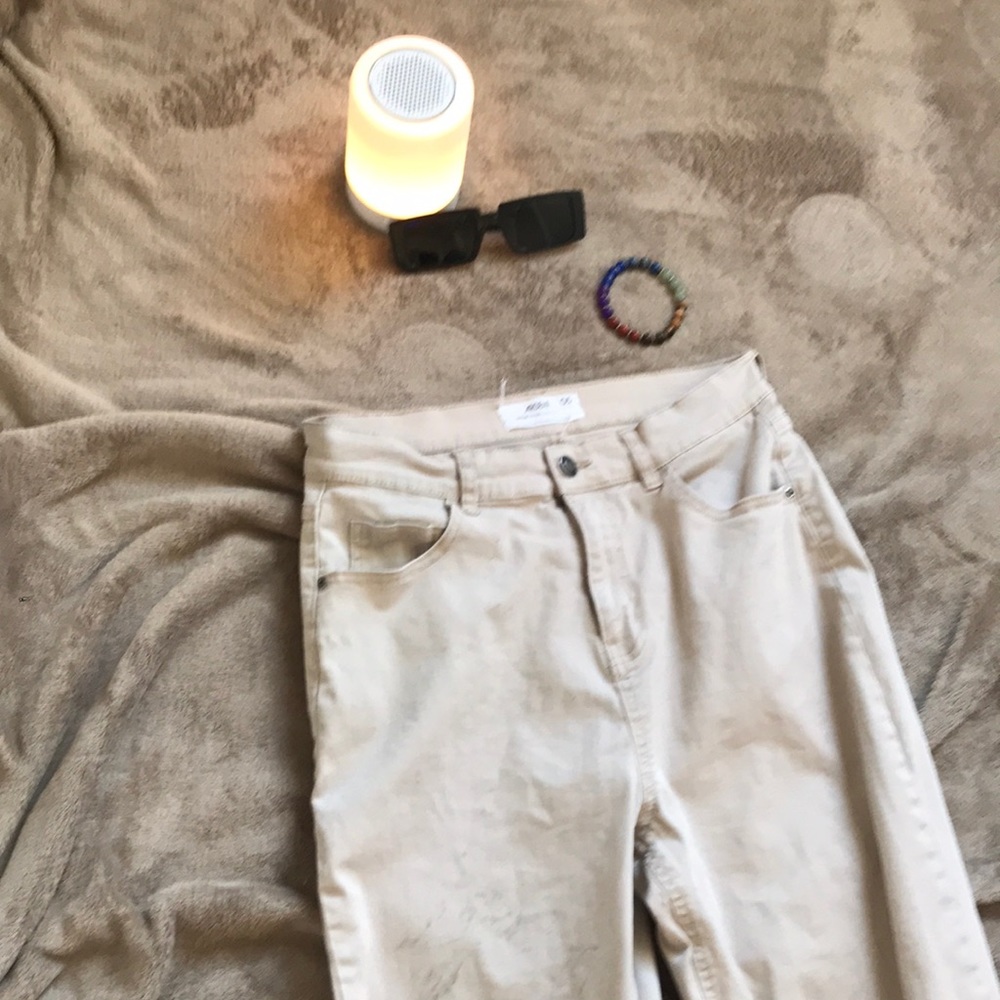 Tan high rise mom jeans